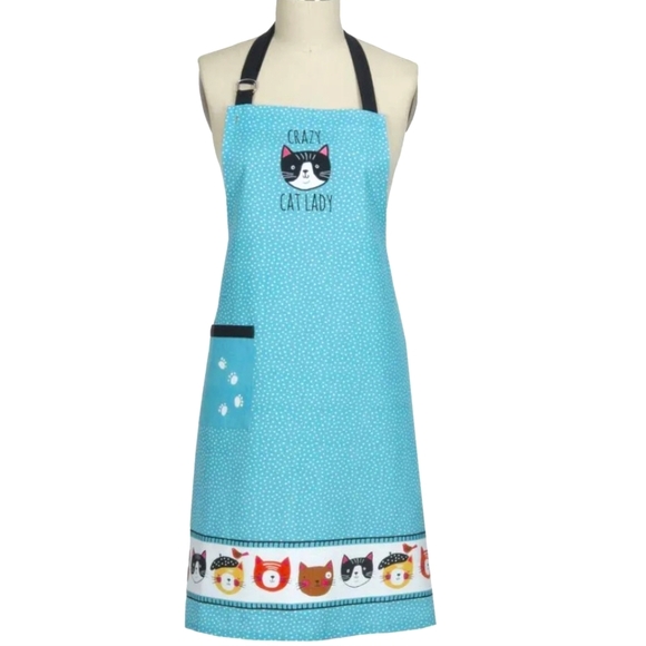 Crazy Cat Lady Apron NWT Colorful Whimsical Gift Chef Baker Embroidered - Picture 1 of 5